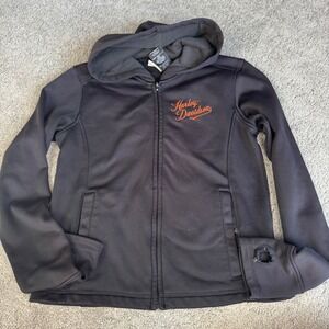 Harley Davidson Women's Small Full Zip Black Long Sleeve Jacket Hooded